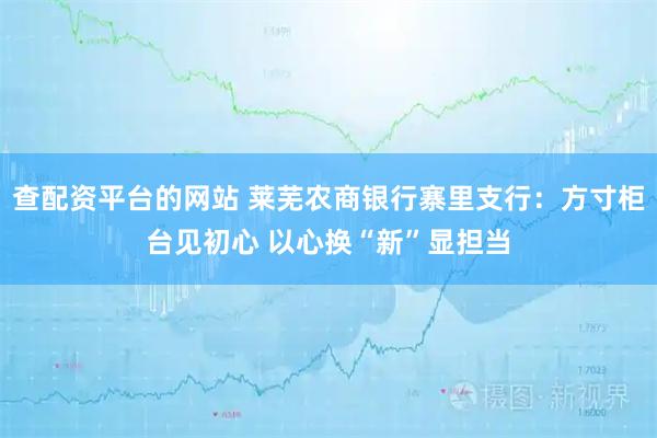 查配资平台的网站 莱芜农商银行寨里支行：方寸柜台见初心 以心换“新”显担当